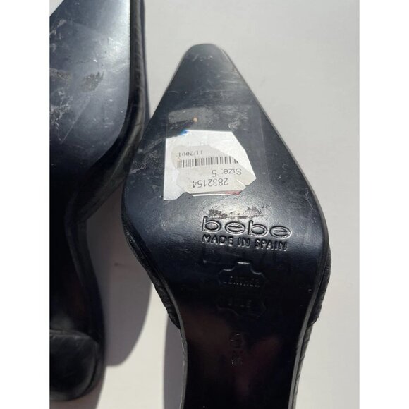 Bebe Women’s Sz 5 Black Crocodile Leather Platform Stiletto Heels Made in Spain - Picture 6 of 14